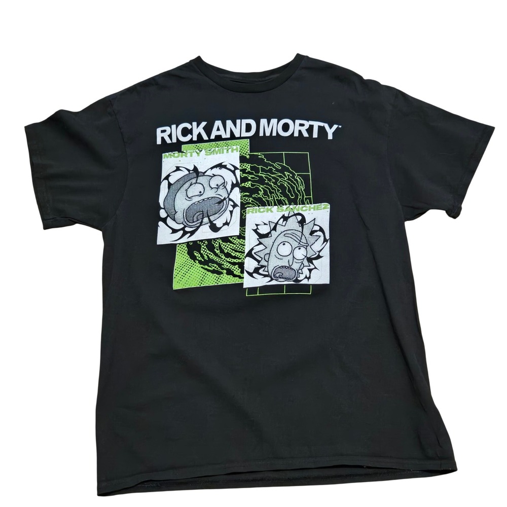 Rick and Morty Mens Black Graphic T-Shirt Multiverse Rick Sanchez Morty Smith L